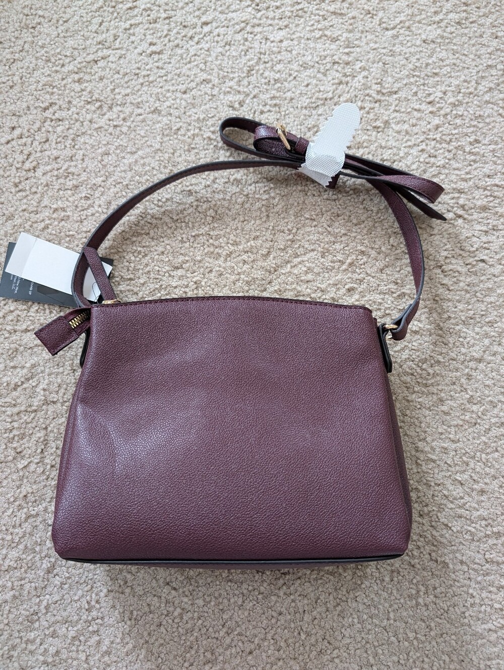 NWT Nine West Plum Pebbled Crossbody Bag - Picture 3 of 5